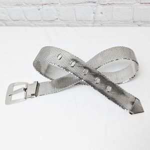 Whiting & Davis Brilliant Silver Mesh Belt EUC